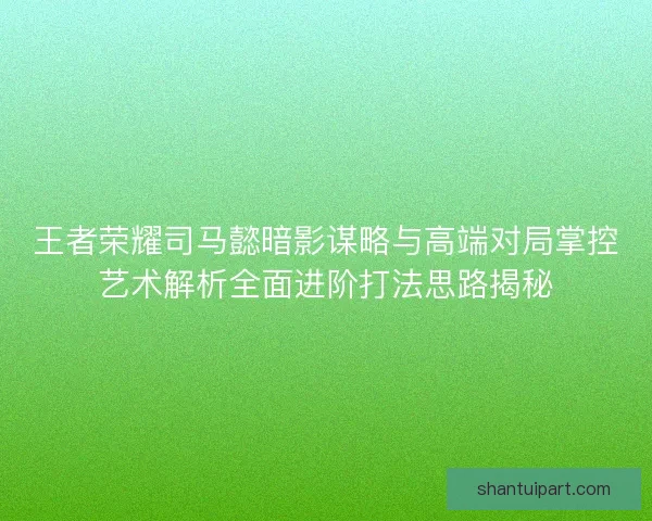 王者荣耀司马懿暗影谋略与高端对局掌控艺术解析全面进阶打法思路揭秘 王者荣耀司马懿暗影谋略与高端对局掌控艺术解析全面进阶打法思路揭秘