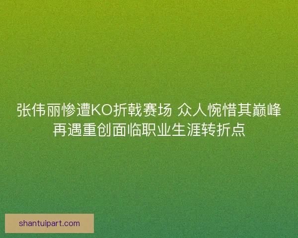张伟丽惨遭KO折戟赛场 众人惋惜其巅峰再遇重创面临职业生涯转折点 张伟丽惨遭KO折戟赛场 众人惋惜其巅峰再遇重创面临职业生涯转折点
