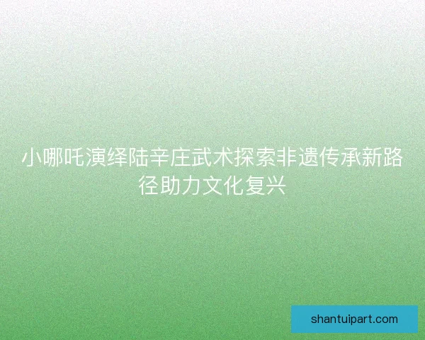 小哪吒演绎陆辛庄武术探索非遗传承新路径助力文化复兴